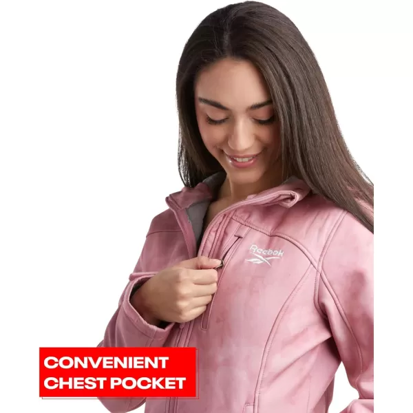 imageReebok Womens Jacket  Lightweight Weather Resistant Performance Fleece Lined Softshell Coat  Plus Size Coat for Women S3XDark Dusty Rose Tie Dye