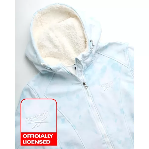 imageReebok Womens Jacket  Lightweight Weather Resistant Performance Fleece Lined Softshell Coat  Plus Size Coat for Women S3XLight Blue Tie Dye Prism