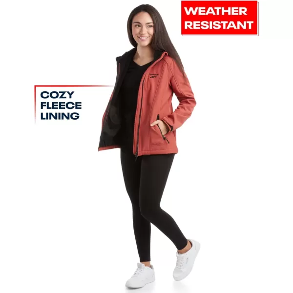 imageReebok Womens Jacket  Lightweight Weather Resistant Performance Fleece Lined Softshell Coat  Plus Size Coat for Women S3XTerracotta