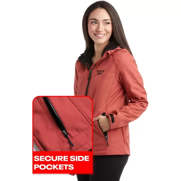 imageReebok Womens Jacket  Lightweight Weather Resistant Performance Fleece Lined Softshell Coat  Plus Size Coat for Women S3XTerracotta
