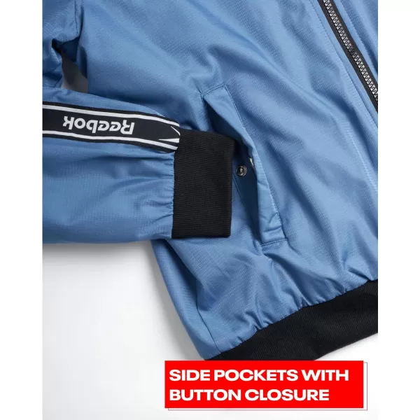 imageReebok Womens Jacket  Weather Resistant Fleece Lined Windbreaker Coat Storm Guard Hood  Light Jacket fornbspWomen SXLHoops Blue