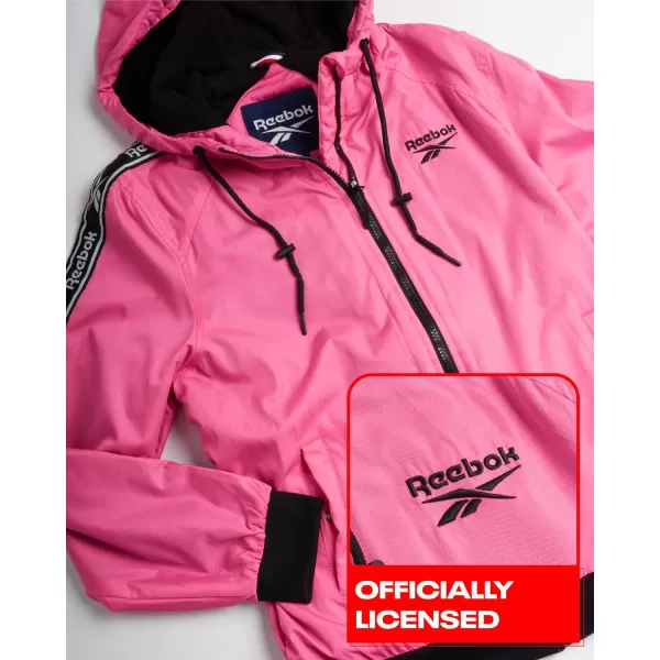 imageReebok Womens Jacket  Weather Resistant Fleece Lined Windbreaker Coat Storm Guard Hood  Light Jacket fornbspWomen SXLLaser Pink