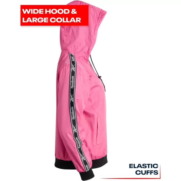 imageReebok Womens Jacket  Weather Resistant Fleece Lined Windbreaker Coat Storm Guard Hood  Light Jacket fornbspWomen SXLLaser Pink