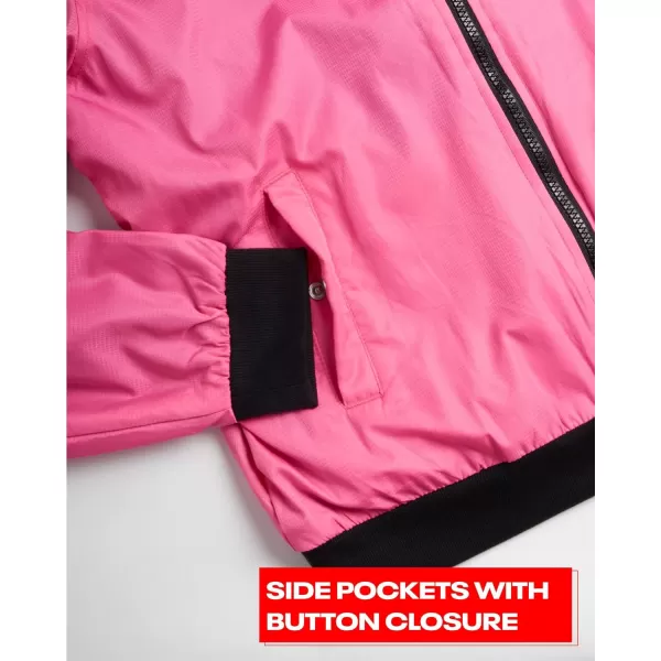 imageReebok Womens Jacket  Weather Resistant Fleece Lined Windbreaker Coat Storm Guard Hood  Light Jacket fornbspWomen SXLLaser Pink