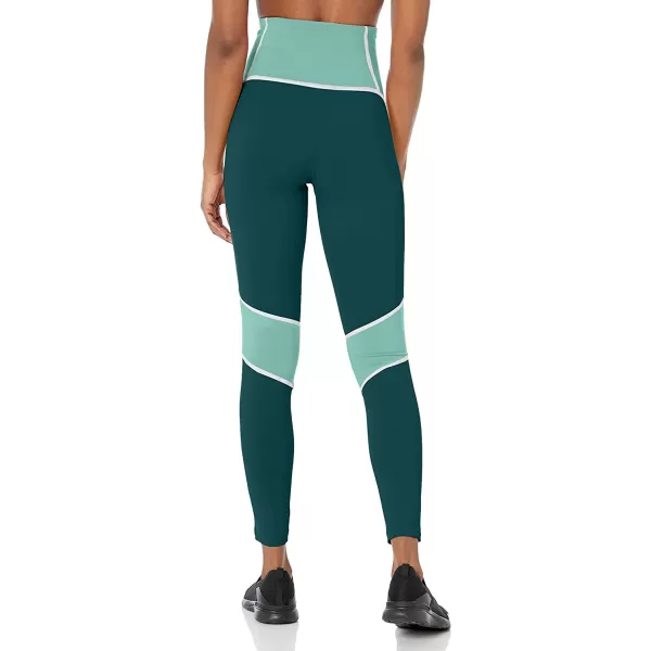 imageReebok Womens Lux HighRise Leggings with Forest Green and Teal Color Blocking