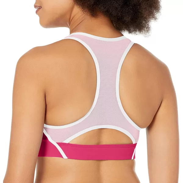 imageReebok Womens Lux Racerback Sports Bra  Medium Support Semi Proud PinkPale PinkWhite