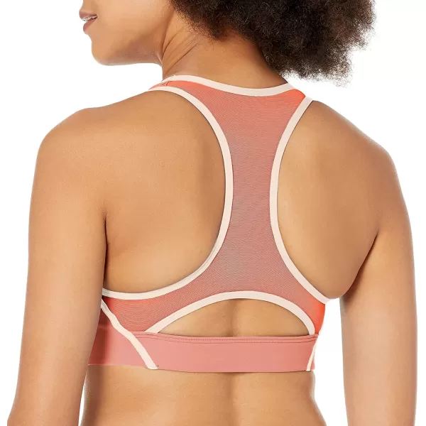 imageReebok Womens Lux Racerback Sports Bra Medium Support Coral Color Block