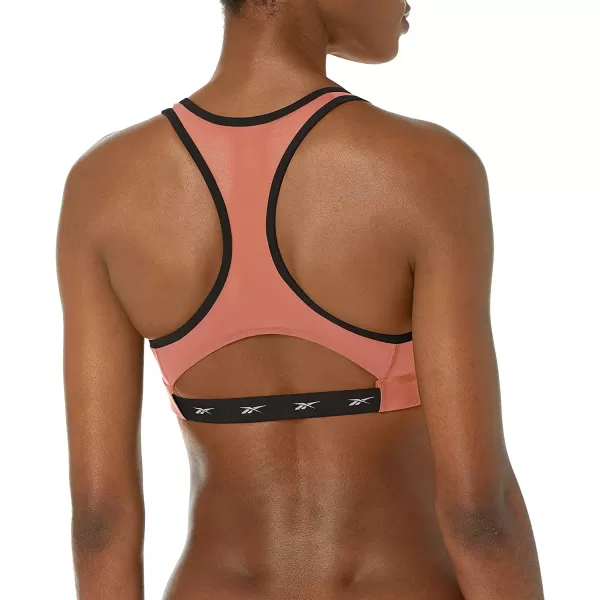 imageReebok Womens Lux Racerback Sports Bra Medium SupportCanyon CoralLarge Vector Logo