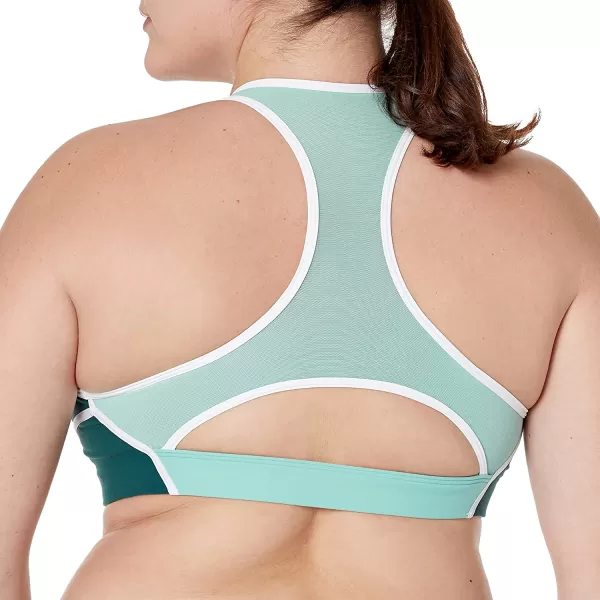 imageReebok Womens Lux Racerback Sports Bra Medium SupportForest GreenSemi Classic Teal