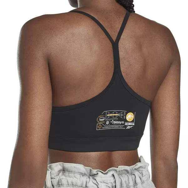 imageReebok Womens Lux Racerback Sports Bra Medium SupportJurassic WorldBlack