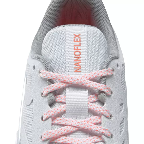 imageReebok Womens Nanoflex TR Cross TrainerWhitePure GreyOrange Flare
