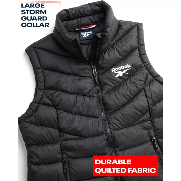 imageReebok Womens Puffer Vest  Quilted Insulated Winter Vest High Collar  Sleeveless Jacket for Women SXLBlack