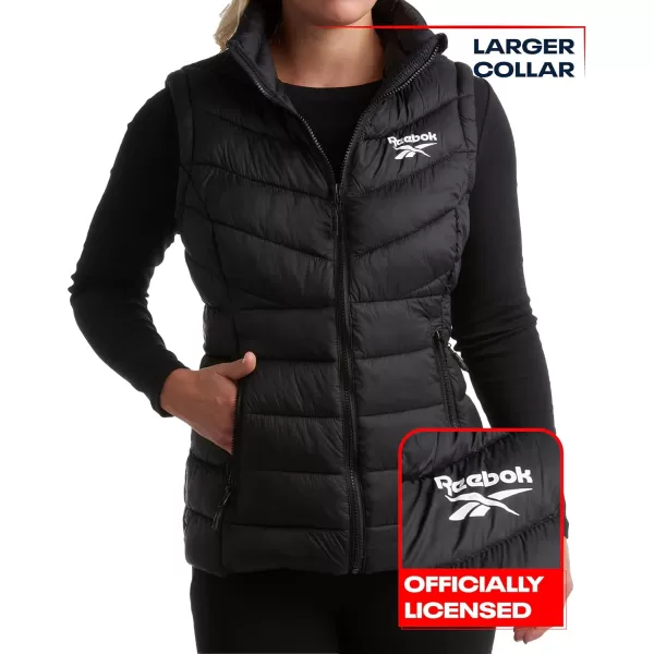 imageReebok Womens Puffer Vest  Quilted Insulated Winter Vest High Collar  Sleeveless Jacket for Women SXLBlack