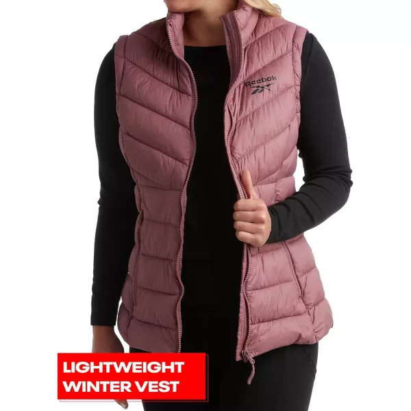 imageReebok Womens Puffer Vest  Quilted Insulated Winter Vest High Collar  Sleeveless Jacket for Women SXLDark Dusty Rose
