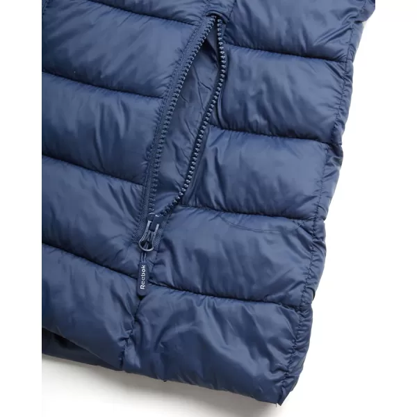 imageReebok Womens Puffer Vest  Quilted Insulated Winter Vest High Collar  Sleeveless Jacket for Women SXLVector Navy