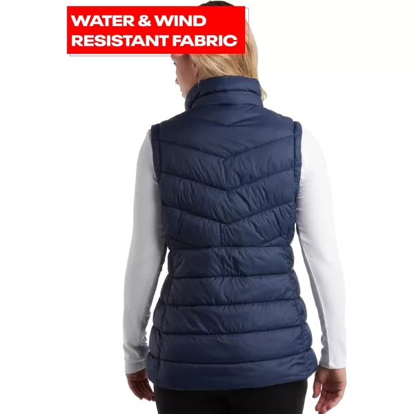 imageReebok Womens Puffer Vest  Quilted Insulated Winter Vest High Collar  Sleeveless Jacket for Women SXLVector Navy
