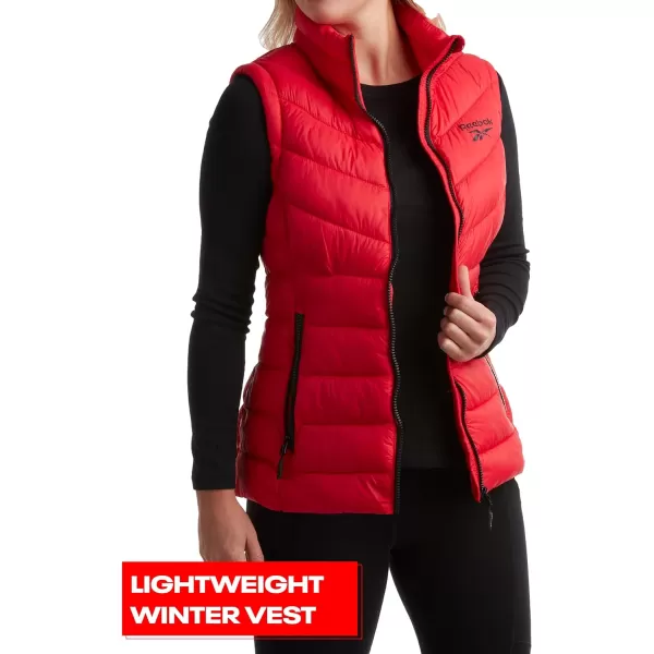 imageReebok Womens Puffer Vest  Quilted Insulated Winter Vest High Collar  Sleeveless Jacket for Women SXLVictor Red