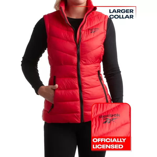 imageReebok Womens Puffer Vest  Quilted Insulated Winter Vest High Collar  Sleeveless Jacket for Women SXLVictor Red