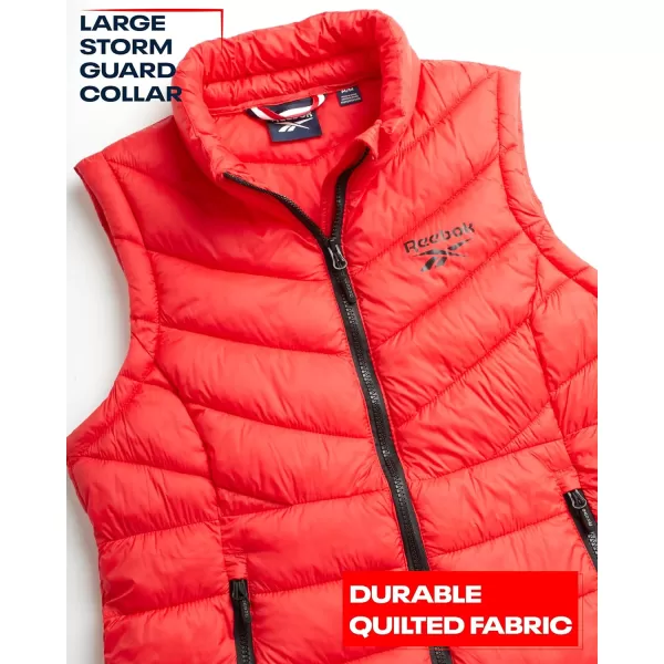imageReebok Womens Puffer Vest  Quilted Insulated Winter Vest High Collar  Sleeveless Jacket for Women SXLVictor Red