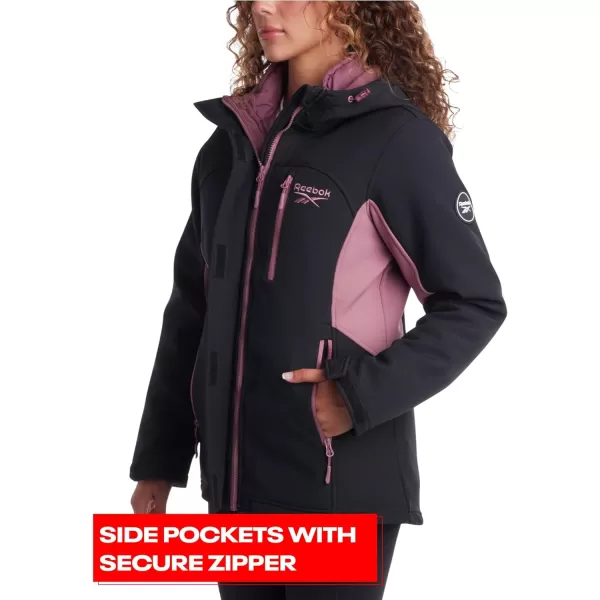 imageReebok Womens Winter Coat  Waterproof Windbreaker Jacket with Removable Puffer Coat  System Ski Jacket for Women SXLBlack