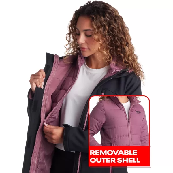 imageReebok Womens Winter Coat  Waterproof Windbreaker Jacket with Removable Puffer Coat  System Ski Jacket for Women SXLBlack