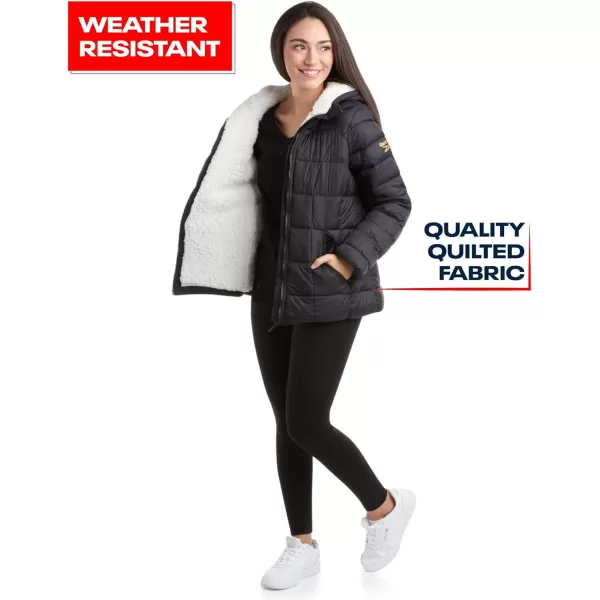 imageReebok Womens Winter Jacket  Heavyweight Quilted Puffer Parka Coat  Sherpa Lined Ski Jacket for Women SXLBlack