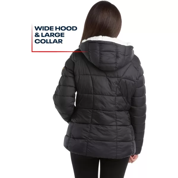 imageReebok Womens Winter Jacket  Heavyweight Quilted Puffer Parka Coat  Sherpa Lined Ski Jacket for Women SXLBlack