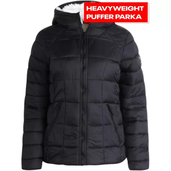 imageReebok Womens Winter Jacket  Heavyweight Quilted Puffer Parka Coat  Sherpa Lined Ski Jacket for Women SXLBlack