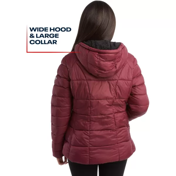 imageReebok Womens Winter Jacket  Heavyweight Quilted Puffer Parka Coat  Sherpa Lined Ski Jacket for Women SXLClassic Maroon