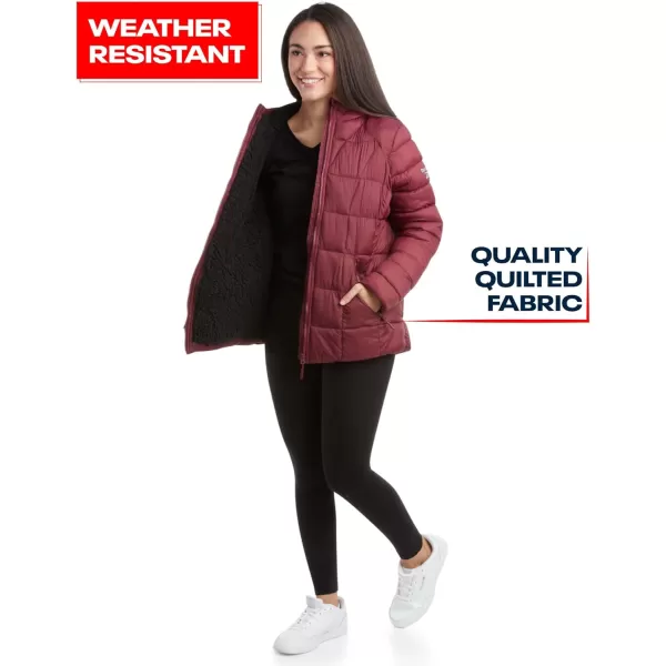 imageReebok Womens Winter Jacket  Heavyweight Quilted Puffer Parka Coat  Sherpa Lined Ski Jacket for Women SXLClassic Maroon