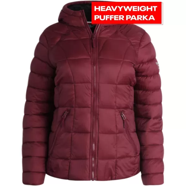 imageReebok Womens Winter Jacket  Heavyweight Quilted Puffer Parka Coat  Sherpa Lined Ski Jacket for Women SXLClassic Maroon