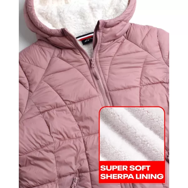 imageReebok Womens Winter Jacket  Heavyweight Quilted Puffer Parka Coat  Sherpa Lined Ski Jacket for Women SXLDusty Rose