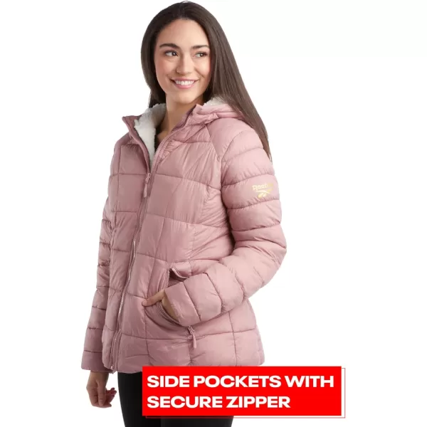 imageReebok Womens Winter Jacket  Heavyweight Quilted Puffer Parka Coat  Sherpa Lined Ski Jacket for Women SXLDusty Rose