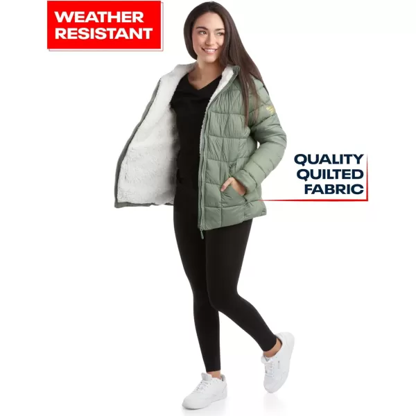 imageReebok Womens Winter Jacket  Heavyweight Quilted Puffer Parka Coat  Sherpa Lined Ski Jacket for Women SXLSage