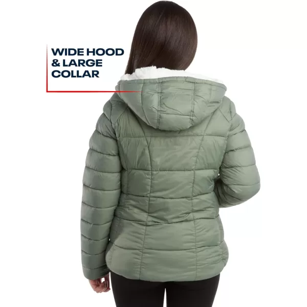 imageReebok Womens Winter Jacket  Heavyweight Quilted Puffer Parka Coat  Sherpa Lined Ski Jacket for Women SXLSage