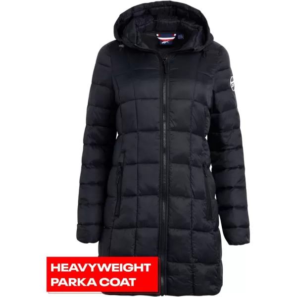 imageReebok Womens Winter Jacket  Long Length Quilted Puffer Parka  Heavyweight Outerwear Coat for Women SXLBlack