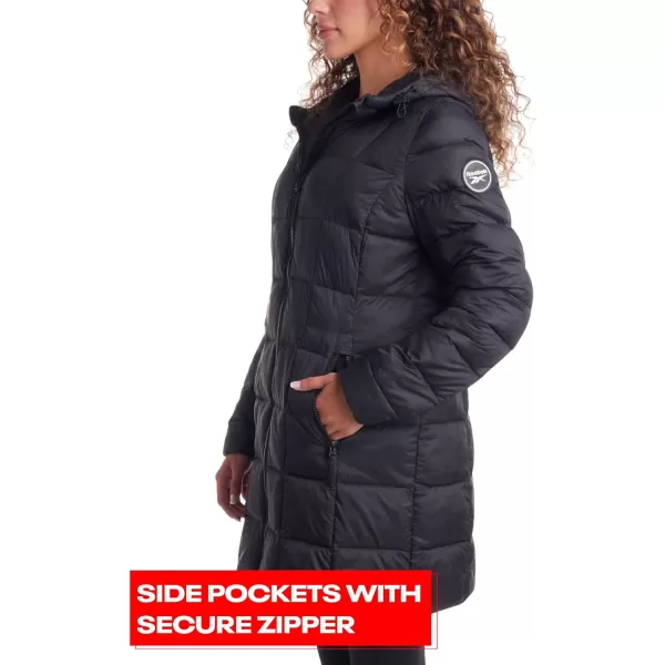 imageReebok Womens Winter Jacket  Long Length Quilted Puffer Parka  Heavyweight Outerwear Coat for Women SXLBlack