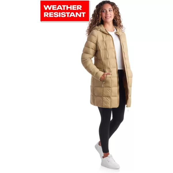 imageReebok Womens Winter Jacket  Long Length Quilted Puffer Parka  Heavyweight Outerwear Coat for Women SXLBoulder Beige