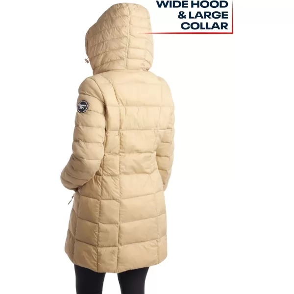imageReebok Womens Winter Jacket  Long Length Quilted Puffer Parka  Heavyweight Outerwear Coat for Women SXLBoulder Beige