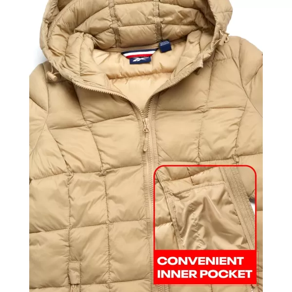 imageReebok Womens Winter Jacket  Long Length Quilted Puffer Parka  Heavyweight Outerwear Coat for Women SXLBoulder Beige