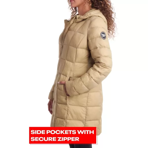 imageReebok Womens Winter Jacket  Long Length Quilted Puffer Parka  Heavyweight Outerwear Coat for Women SXLBoulder Beige