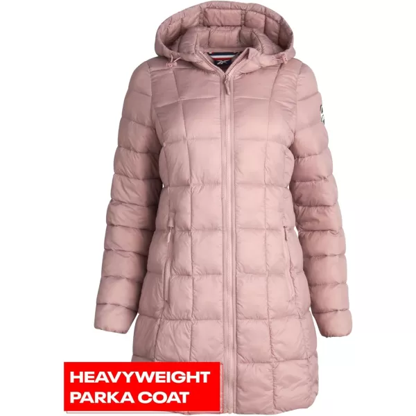 imageReebok Womens Winter Jacket  Long Length Quilted Puffer Parka  Heavyweight Outerwear Coat for Women SXLDusty Rose