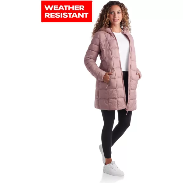 imageReebok Womens Winter Jacket  Long Length Quilted Puffer Parka  Heavyweight Outerwear Coat for Women SXLDusty Rose