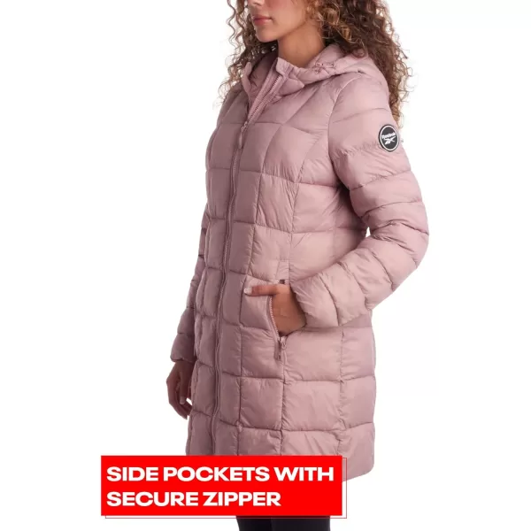 imageReebok Womens Winter Jacket  Long Length Quilted Puffer Parka  Heavyweight Outerwear Coat for Women SXLDusty Rose