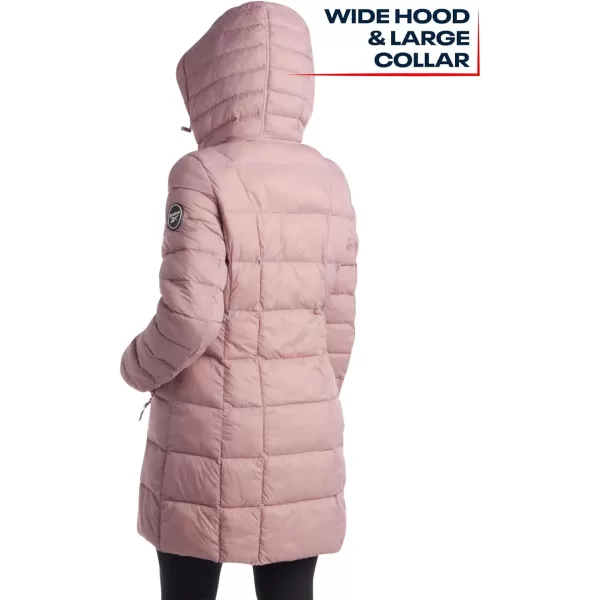 imageReebok Womens Winter Jacket  Long Length Quilted Puffer Parka  Heavyweight Outerwear Coat for Women SXLDusty Rose