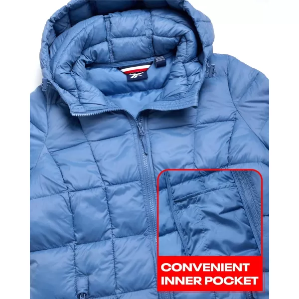 imageReebok Womens Winter Jacket  Long Length Quilted Puffer Parka  Heavyweight Outerwear Coat for Women SXLHoops Blue