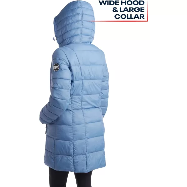 imageReebok Womens Winter Jacket  Long Length Quilted Puffer Parka  Heavyweight Outerwear Coat for Women SXLHoops Blue