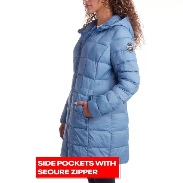 imageReebok Womens Winter Jacket  Long Length Quilted Puffer Parka  Heavyweight Outerwear Coat for Women SXLHoops Blue