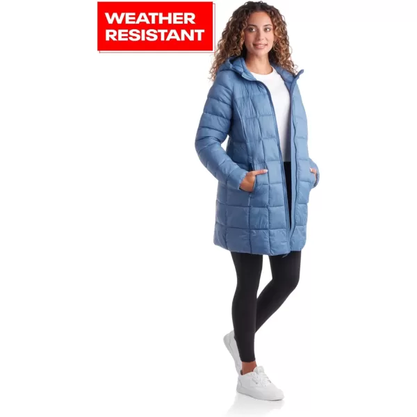 imageReebok Womens Winter Jacket  Long Length Quilted Puffer Parka  Heavyweight Outerwear Coat for Women SXLHoops Blue