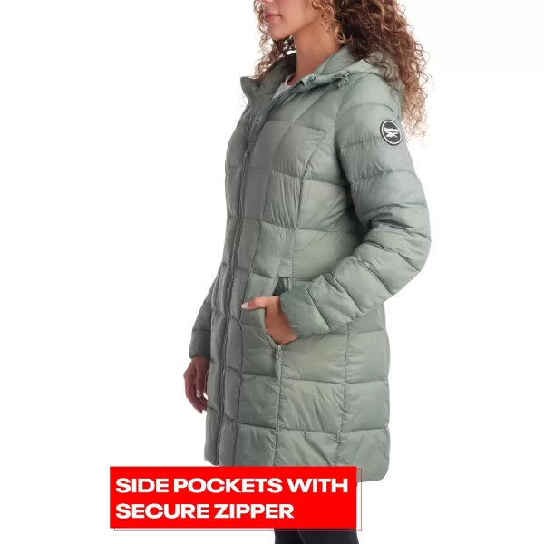 imageReebok Womens Winter Jacket  Long Length Quilted Puffer Parka  Heavyweight Outerwear Coat for Women SXLSage
